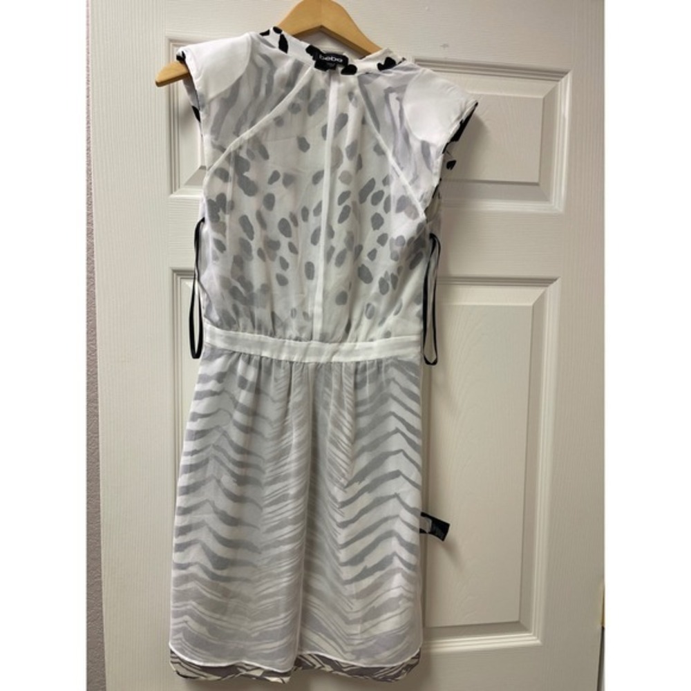 Bebe Ruffle Front Animal Print‎ Dress Size Small Zebra Leopard Mixed Print - Picture 15 of 17